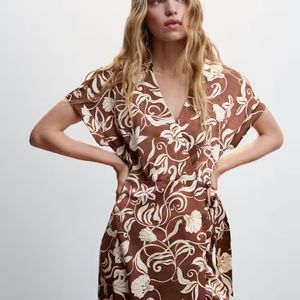 Mango print wrap dress size medium new with tags